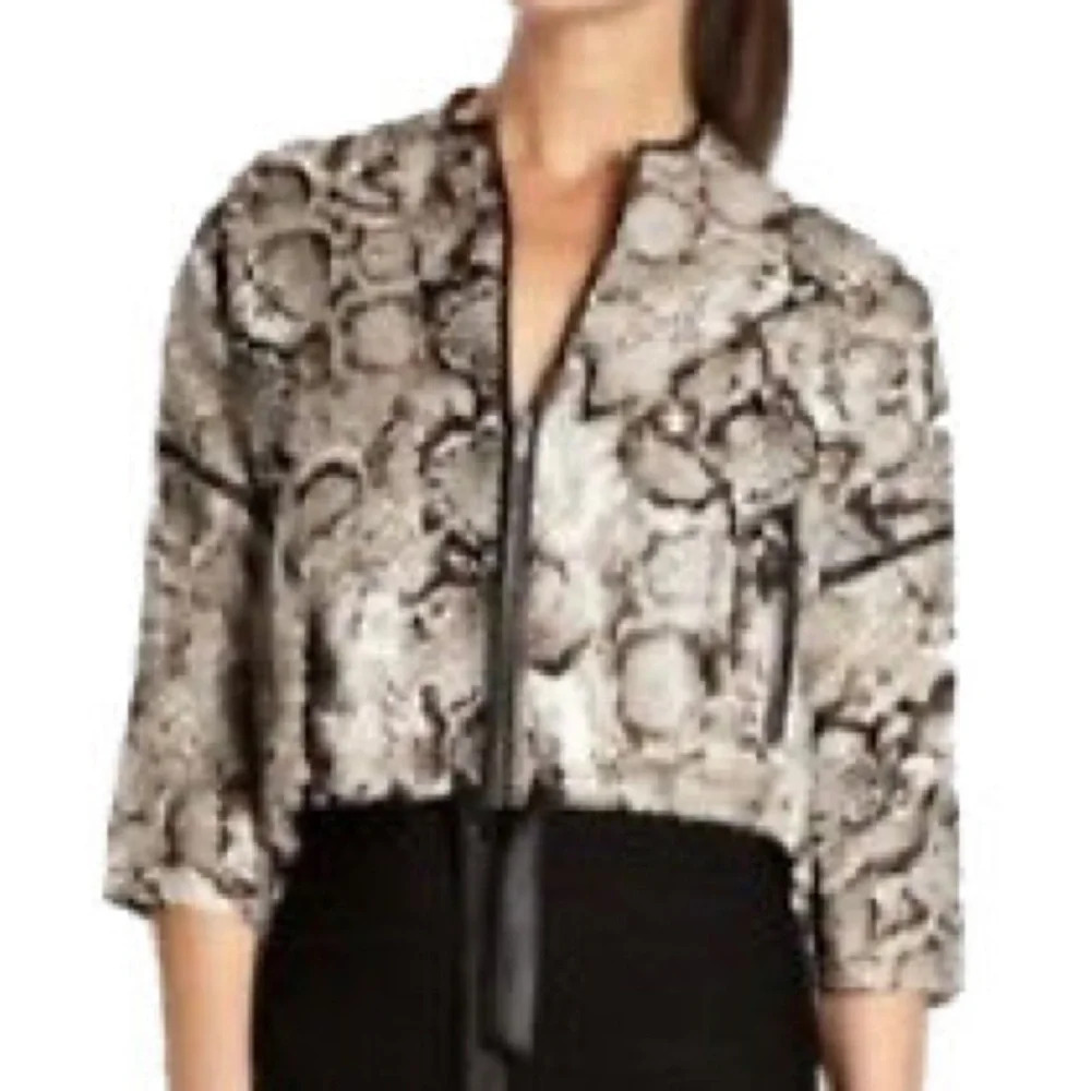 BCBGMaxAzria “Emil” Snake Print Crop Jacket